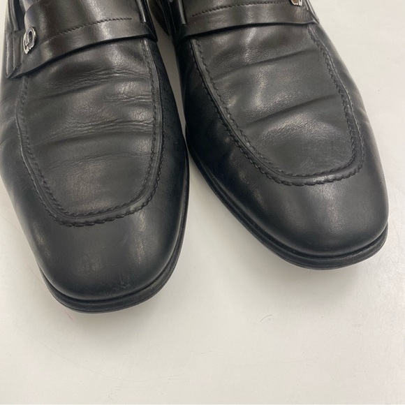 Salvatore Ferragamo || Paros Dress Slip On Loafer‎ Logo Black Silver 9 EE Wide main image 5